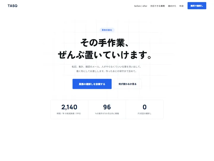 TASQ 業務自動化のデザインサンプル