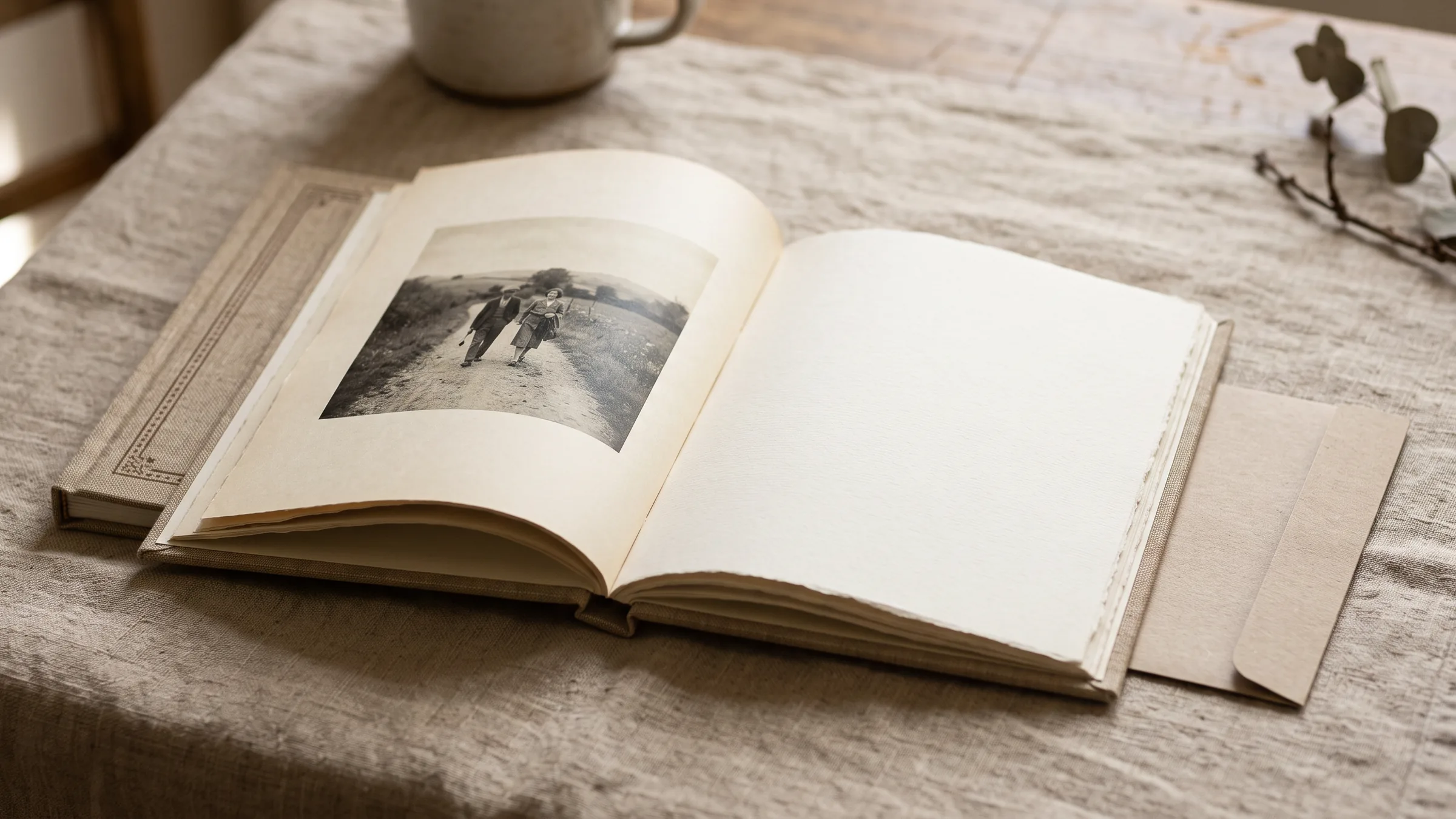 できあがった冊子。片側の面に古い写真が1枚おさまっている